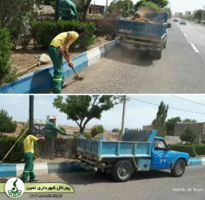 عملیات تشتک زنی و رفع علفهای هرز بلوارهای سطح شهر