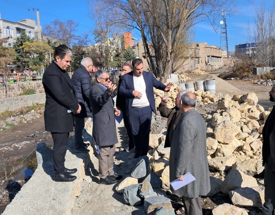 بازدید مهندس بدری از اجرای دیوار حایل رودخانه نمین چای